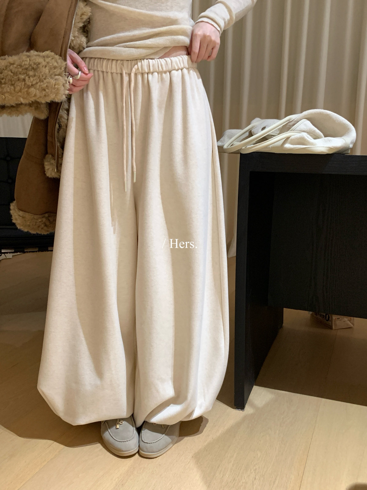 Hers百搭束脚灯笼气球休闲裤女