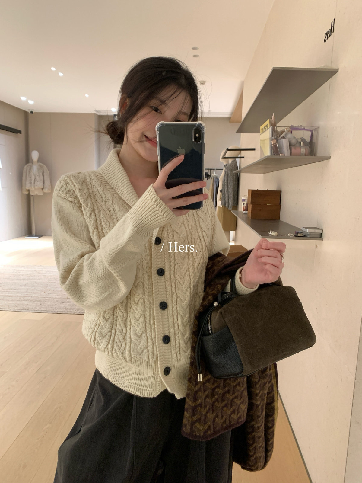 一勺甜【Hers】复古麻花纹理翻领毛衣2026秋冬加厚针织开衫62065
