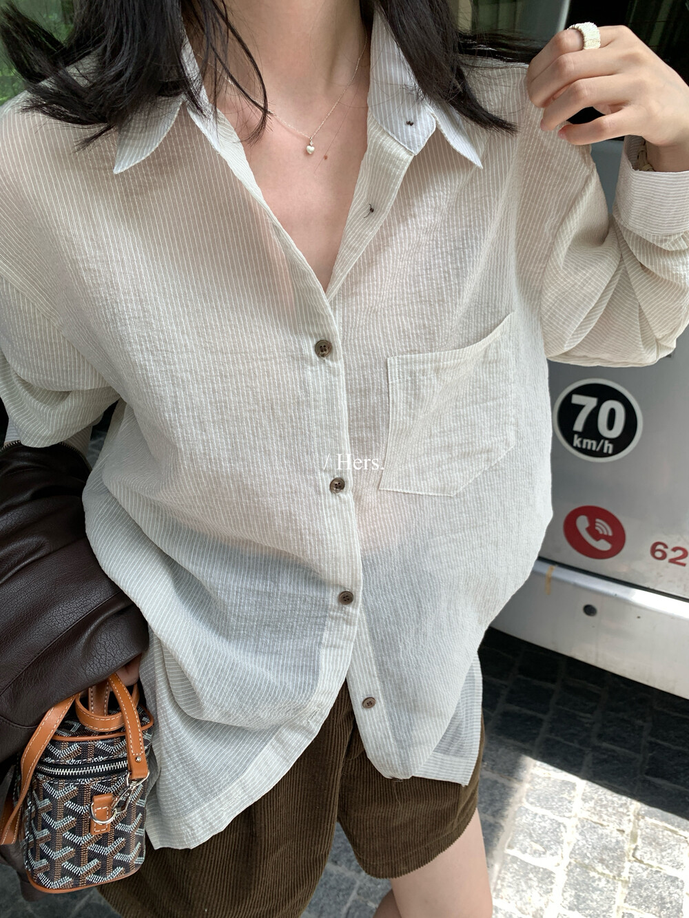 Hers竖条纹智性风细条纹衬衫女