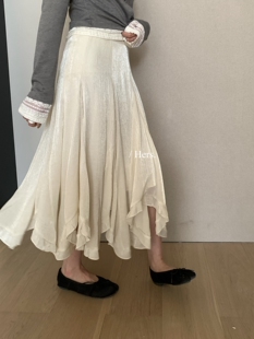 半身裙女80177 简约复古百搭飘逸感叠层氛围长款 一勺甜 Hers