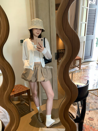 hers韩系设计感小花苞休闲短裤女