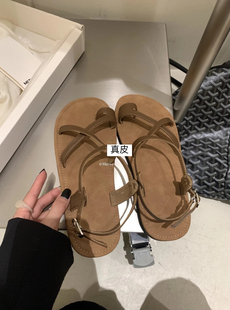 METWO法式勃肯凉鞋女2024夏软平底夹脚沙滩鞋外穿配裙子罗马鞋潮