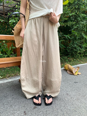 松紧腰小气球休闲显瘦阔腿裤女