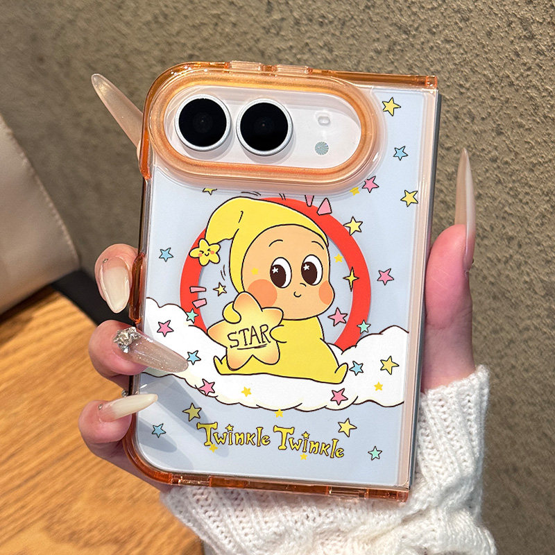 星星人适用苹果duo折叠手机壳新款iPhoneDuo保护套女款苹果18duo磁吸充电iphone18duo卡通可爱ultra透明防摔