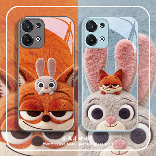 疯狂动物城适用opporeno15手机壳reno14毛绒13pro朱迪尼克findx9新款 x7狐尼克k12狐狸k11兔子k10秋冬r17套