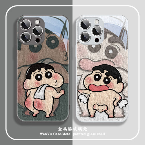 搞怪蜡笔小新适用苹果手机壳玻璃
