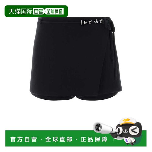 LOEWE 罗意威 女士 Paula s Ibiza 黑色棉混纺短裤 S616Y08X61BLA