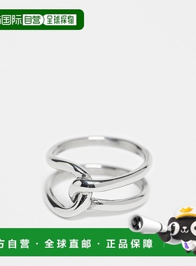 1h可退 潮奢 ASOS 男士 intertwined 设计防水不锈钢戒指(银色)