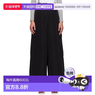 1h可退 潮奢 Palm Angels 棕榈天使 女士 黑色 Parachute 长裤 PW