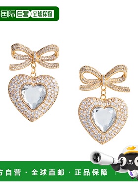 1h可退 潮奢 Self-Portrait 女士 金属感心形吊坠蝴蝶结铜黄色耳
