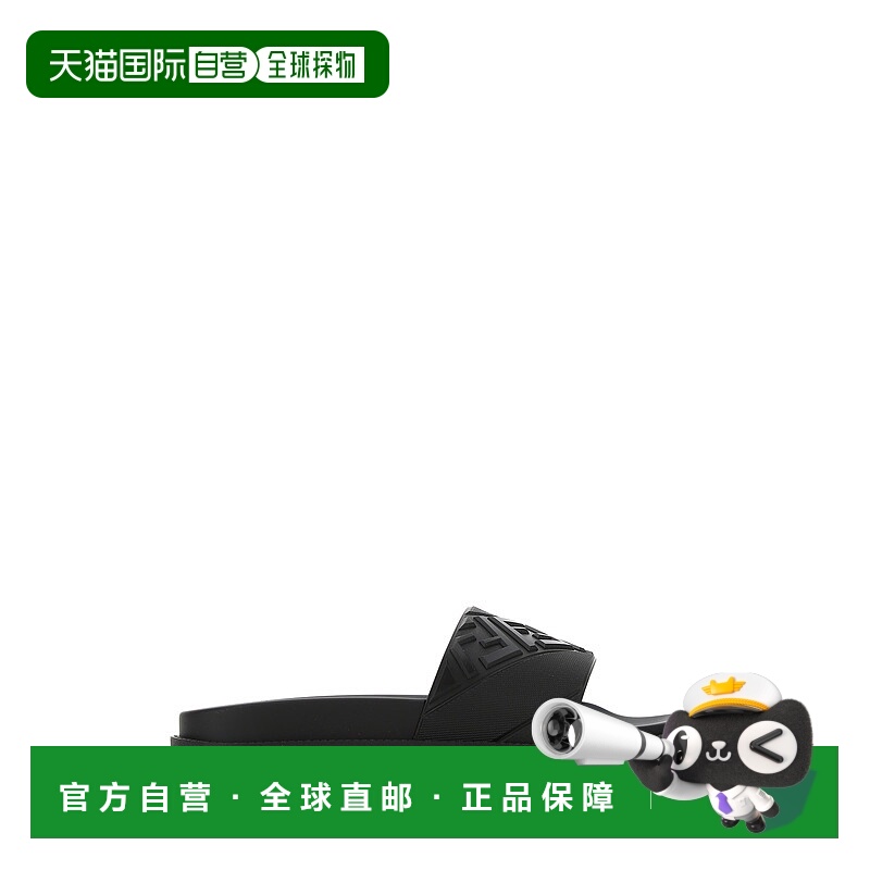 1h可退 FENDI 男士拖鞋 7X1377ABO2F0QA1 AW2022 黑色 LOGO凉拖
