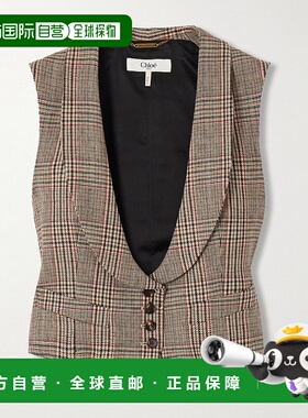 1h可退 潮奢 Chloe 蔻依 女士 格纹羊毛混纺背心 CH25SGI01304