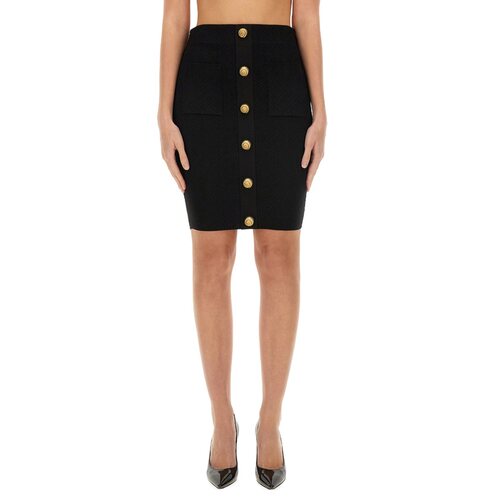 BALMAIN 女士半身裙 DF0LC017KH58 AW2024 黑色