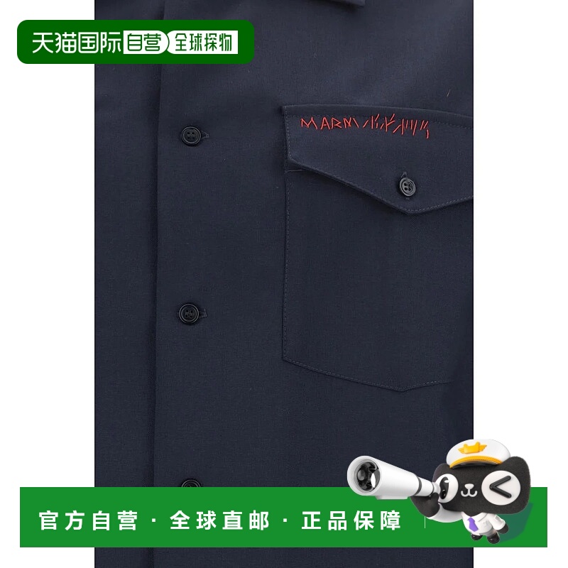 1h可退 MARNI 男士衬衫 CUMU0310S0TW83900B99 AW2024 黑色