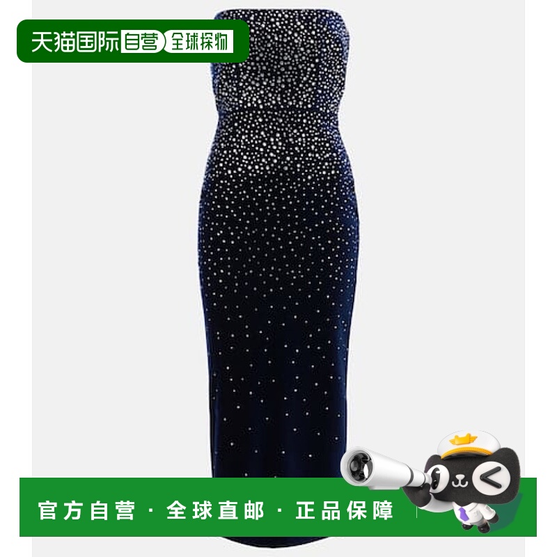 1h可退 潮奢 ALEX PERRY 女士 精饰天鹅绒中长连衣裙