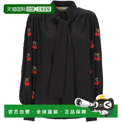 1h可退 VALENTINO女士衬衫 7B3AB7W521BCUE AW2025黑色真丝