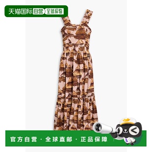 潮奢 后绑带印花亚麻混纺中长连衣裙 FARM 女士 32268 RIO 1h可退