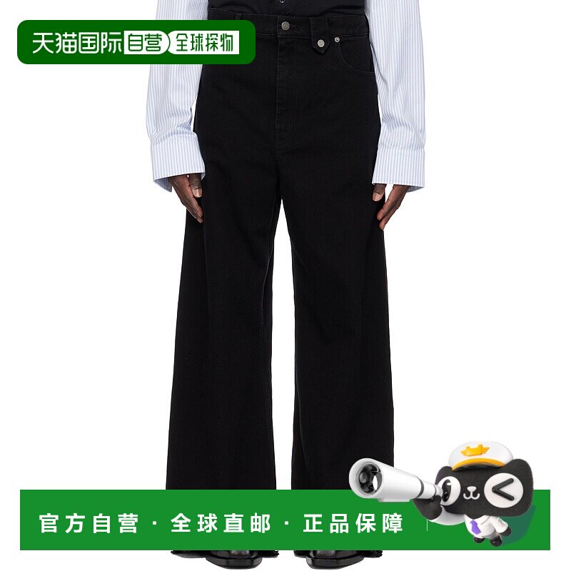 1h可退 潮奢 EGONLAB. 男士 黑色 Baggy 牛仔裤 SS25DN006