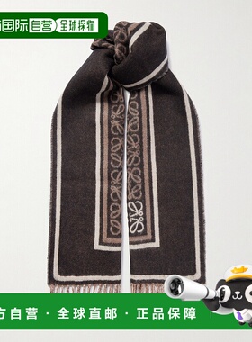 1h可退 潮奢 LOEWE 罗意威 女士 Anagram 提花流蘇圍巾 FSA4SS1W1