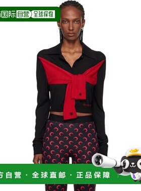 1h可退 潮奢 Marine Serre 女士 黑色 Hybrid Knit Wrapped 开衫