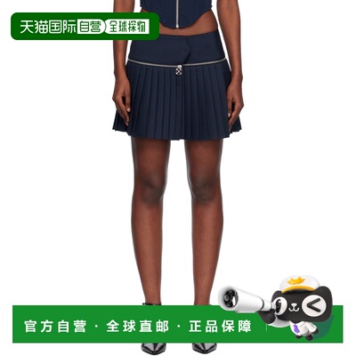 1h可退 潮奢 off-white 女士 海军蓝 Zip Pleated 短裙 OWCU01FF2