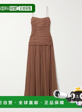 1h可退 潮奢 Staud 女士 Dalton 褶皱绉纱长款连衣裙 R25P2119CFM