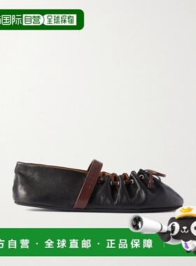 1h可退 潮奢 Marni 玛尼 女士 Dancer 蝴蝶结皮质芭蕾舞鞋 BAMS00