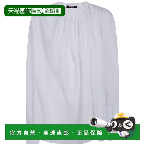BALMAIN 女士衬衫 GF0IJ140SF470FA SS2026 白色 Fluid Crepe Blo