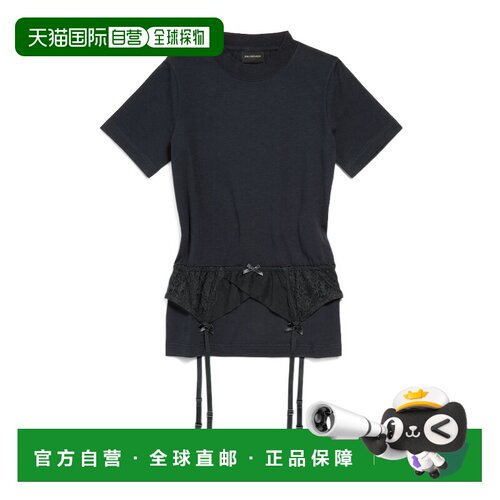 BALENCIAGA 女士T恤 828869TNVB21083 CO 黑色 T-SHIRT LINGERIE