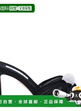 潮奢 AQUAZZURA 女士 MISTERY 黑色绸缎凉拖 MSYMIDM0CHA000