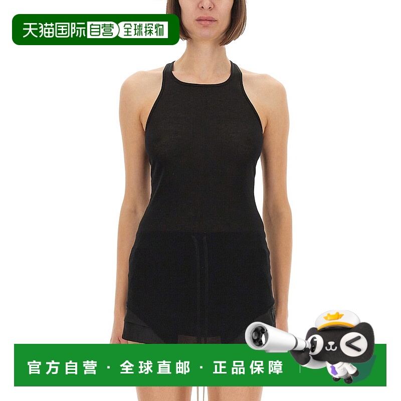 1h可退 RICK OWENS 女士T恤 RP02E4101RC09 AW2025 黑色 Top Basi