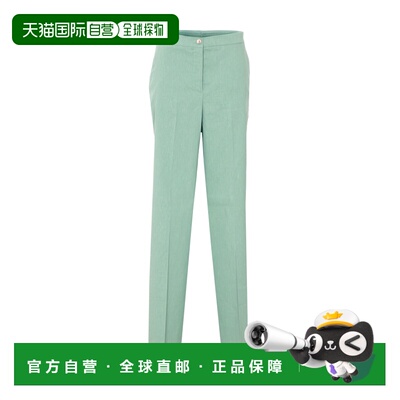PINKO 女士休闲裤 104929A34IT80 SS2026 绿色亚麻直筒裤