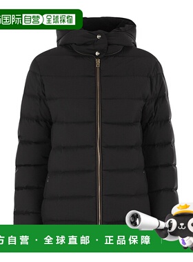 HERNO 女士羽绒服 PI002072D9300 AW2025 黑色 连帽鹅绒羽绒服