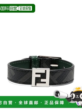 1h可退 潮奢 Fendi 芬迪 男士 FF 帆布皮革手链 7AJ682AFCB