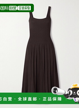 1h可退 潮奢 Staud 女士 Ellison 褶裥罗纹针织中长连衣裙 R25P22