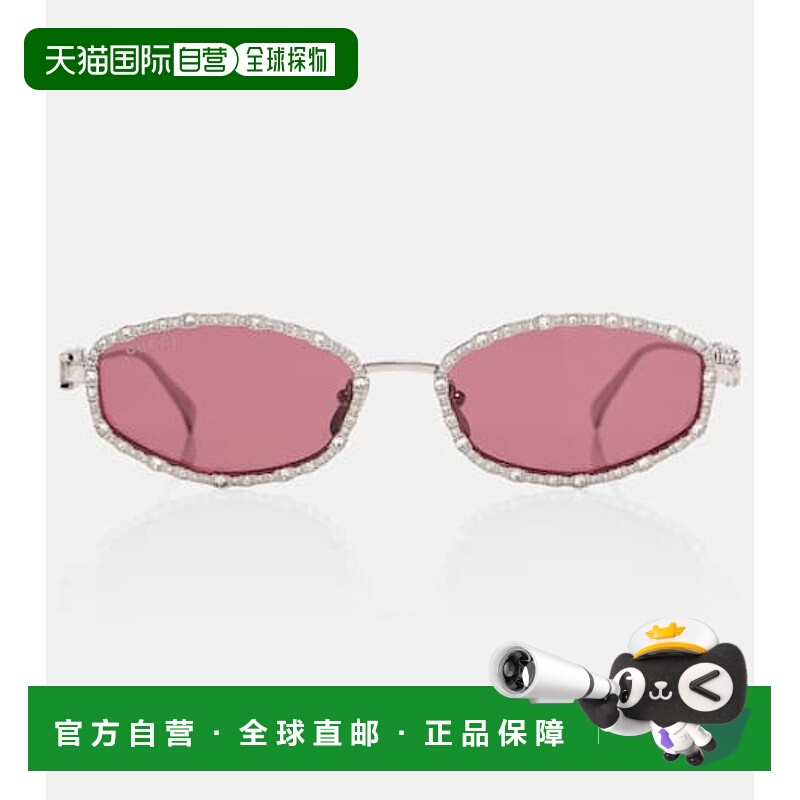 1h可退 潮奢 Gucci 古驰 女士 水晶装饰椭圆形太阳眼镜
