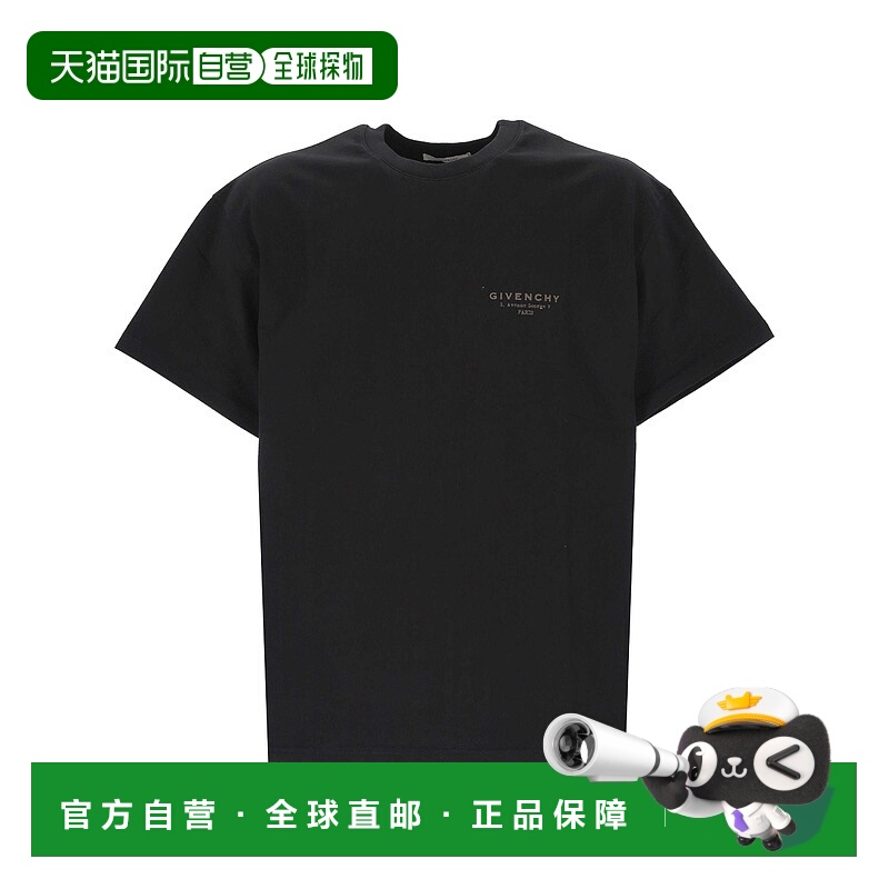 1h可退 GIVENCHY 男士T恤 BM71NK3YRV001 AW2025 黑色 Logo print