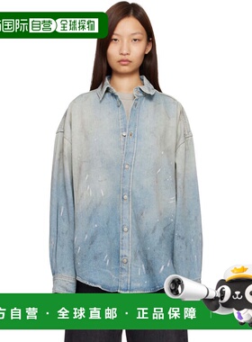 1h可退 潮奢 Acne Studios 艾克妮 女士 蓝色泼漆牛仔衬衫 CB0122