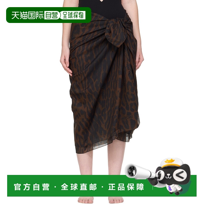 1h可退 潮奢 Tom Ford 汤姆 福特 女士 棕色 Pareo Wrap 半身裙 P