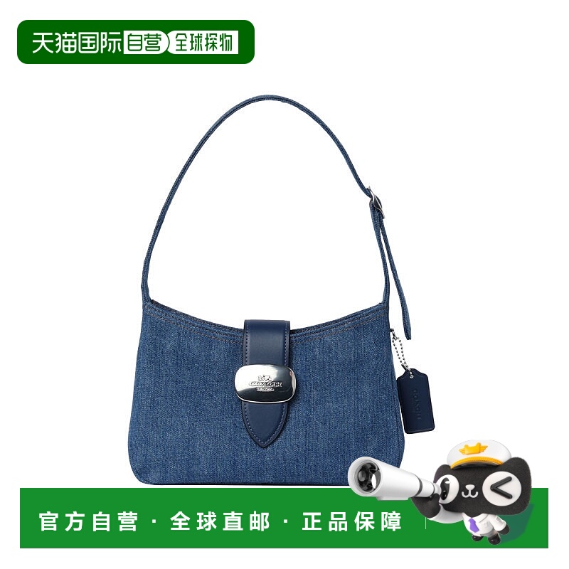 COACH  奥莱款Eliza女士牛仔布配皮单肩手提包蔻驰