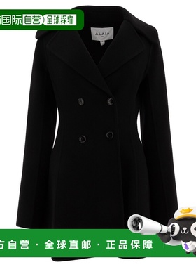 ALAIA 女士外套 AA9V0420T473A995 AW2025 黑色 双面羊毛修身大衣