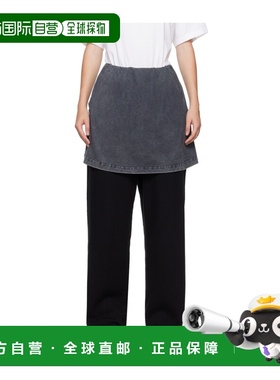 WE11DONE 女士休闲裤 WDTA224726UBK AW2024 黑色 分层徽标休闲裤