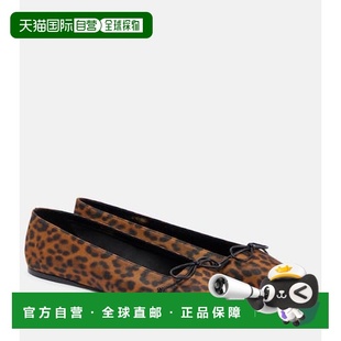 Laurent Saint 圣罗兰 女士 1h可退 深红红豹纹罗缎芭蕾舞鞋 潮奢