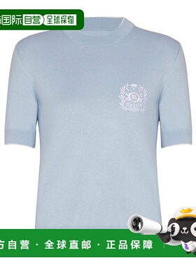 BALMAIN 女士针织衫 FF1KA115KI86SOM AW2025 蓝色短袖