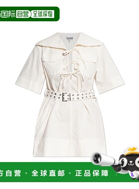 GANNI 女士连衣裙 W08817060135 AW2025 乳白色 Dress with belt