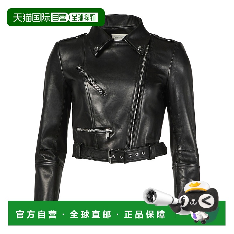 1h可退 ALEXANDER MCQUEEN 女士皮衣 AMQ9H977BLACK SS2025