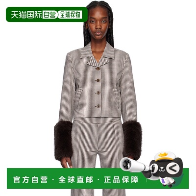 1h可退 潮奢 Staud 女士 棕色 & 白色 Regency 夹克 R25R7103GHDC