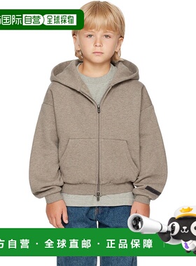 1h可退 潮奢 Essentials 女童 灰褐色 Fleece Zip Up 儿童连帽衫