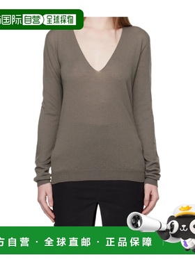 RICK OWENS 女士针织衫 RP01F6623M34 SS2026 灰色 Temple V领羊