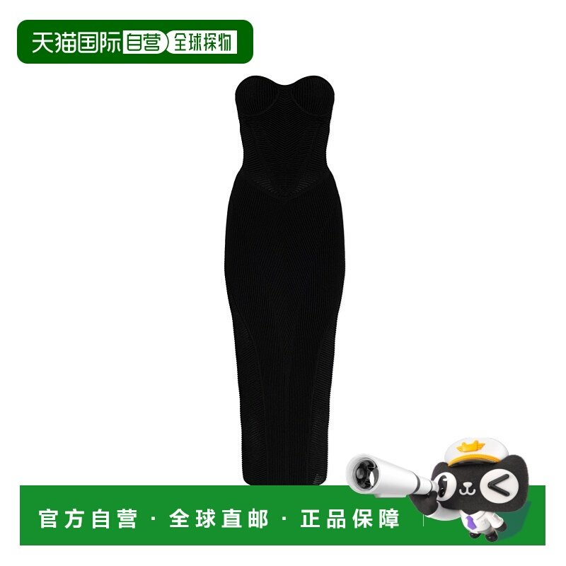 BALMAIN 女士连衣裙 FF1RG070KI510PA AW2025 黑色 Ribbed off-sh